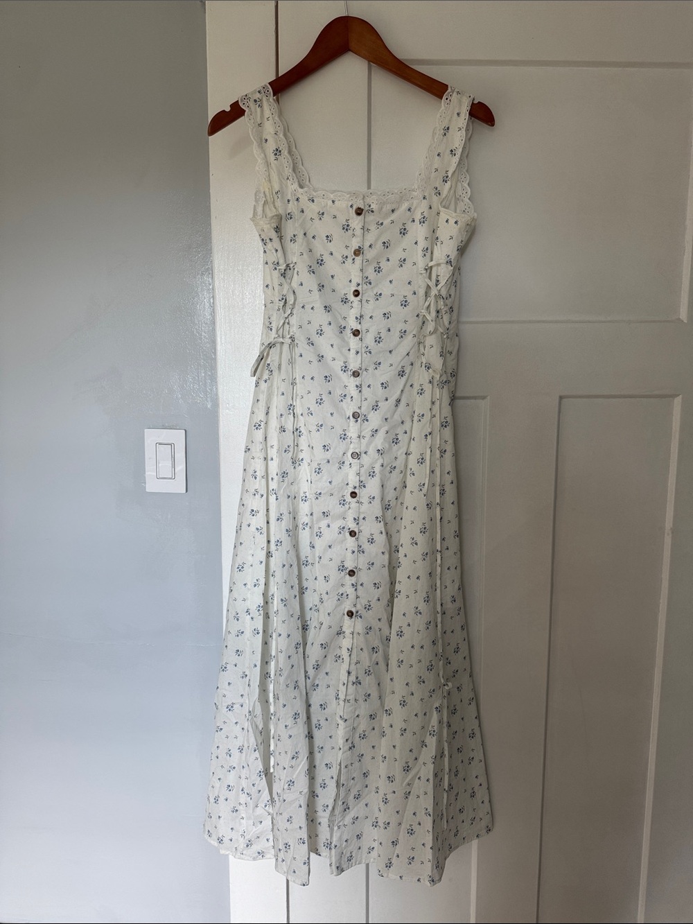Delicate White Floral Button-Front Sundress